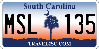 SC license plate MSL135