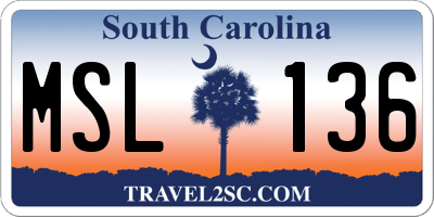 SC license plate MSL136