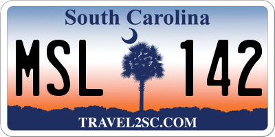 SC license plate MSL142