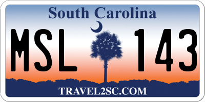 SC license plate MSL143