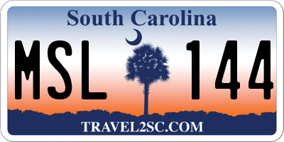 SC license plate MSL144