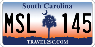 SC license plate MSL145