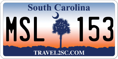 SC license plate MSL153