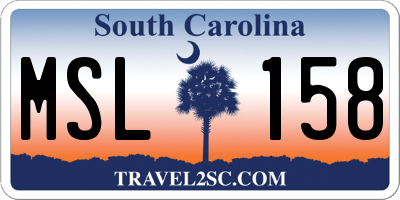 SC license plate MSL158