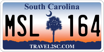 SC license plate MSL164