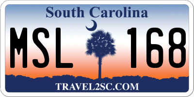 SC license plate MSL168