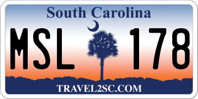 SC license plate MSL178
