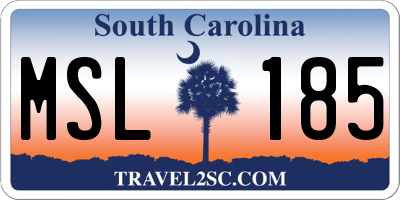 SC license plate MSL185