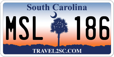 SC license plate MSL186