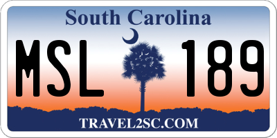 SC license plate MSL189