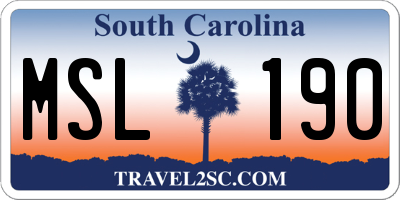SC license plate MSL190