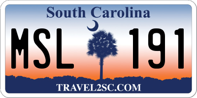 SC license plate MSL191