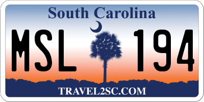 SC license plate MSL194