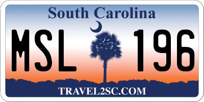 SC license plate MSL196
