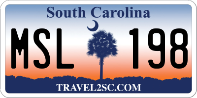 SC license plate MSL198