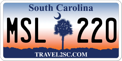 SC license plate MSL220