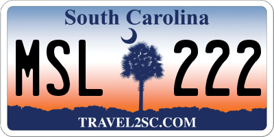 SC license plate MSL222