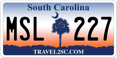 SC license plate MSL227