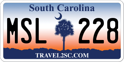 SC license plate MSL228