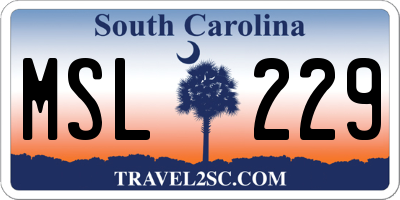 SC license plate MSL229