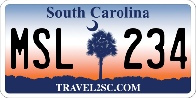 SC license plate MSL234