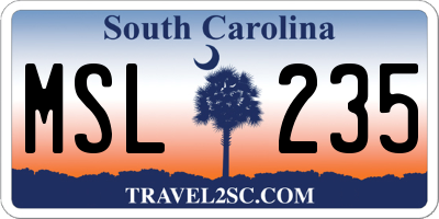 SC license plate MSL235
