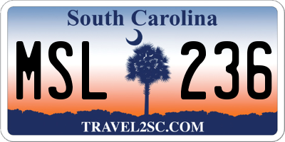SC license plate MSL236