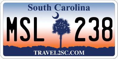 SC license plate MSL238