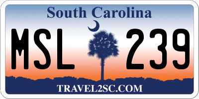 SC license plate MSL239