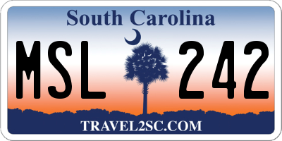 SC license plate MSL242