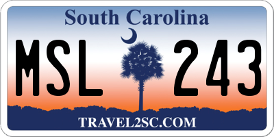 SC license plate MSL243