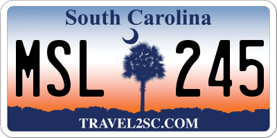 SC license plate MSL245
