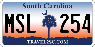 SC license plate MSL254