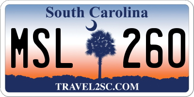 SC license plate MSL260