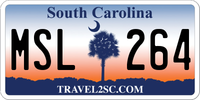 SC license plate MSL264