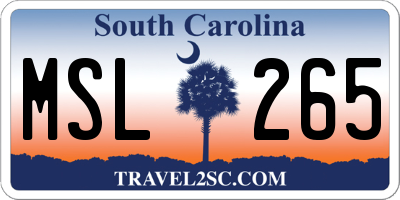 SC license plate MSL265