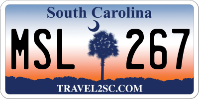 SC license plate MSL267