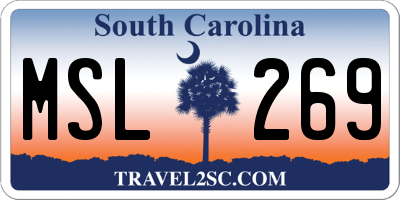 SC license plate MSL269