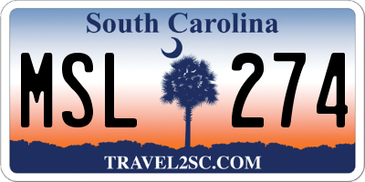 SC license plate MSL274