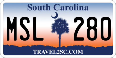 SC license plate MSL280