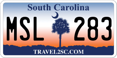 SC license plate MSL283