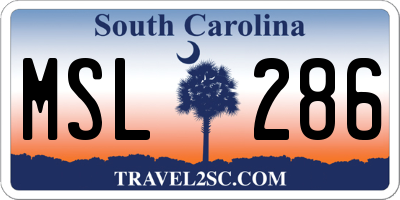 SC license plate MSL286