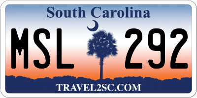 SC license plate MSL292