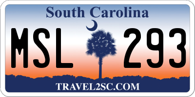 SC license plate MSL293