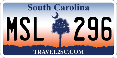 SC license plate MSL296