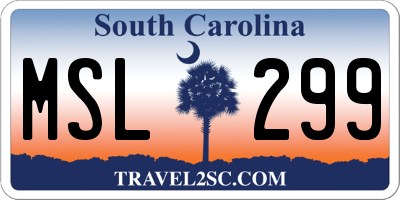 SC license plate MSL299