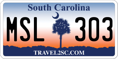 SC license plate MSL303