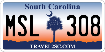 SC license plate MSL308