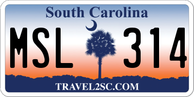 SC license plate MSL314
