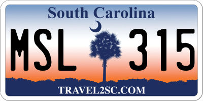 SC license plate MSL315